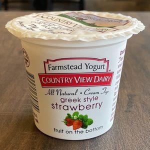 Country View Dairy greek strawberry yogurt, 6 ounces