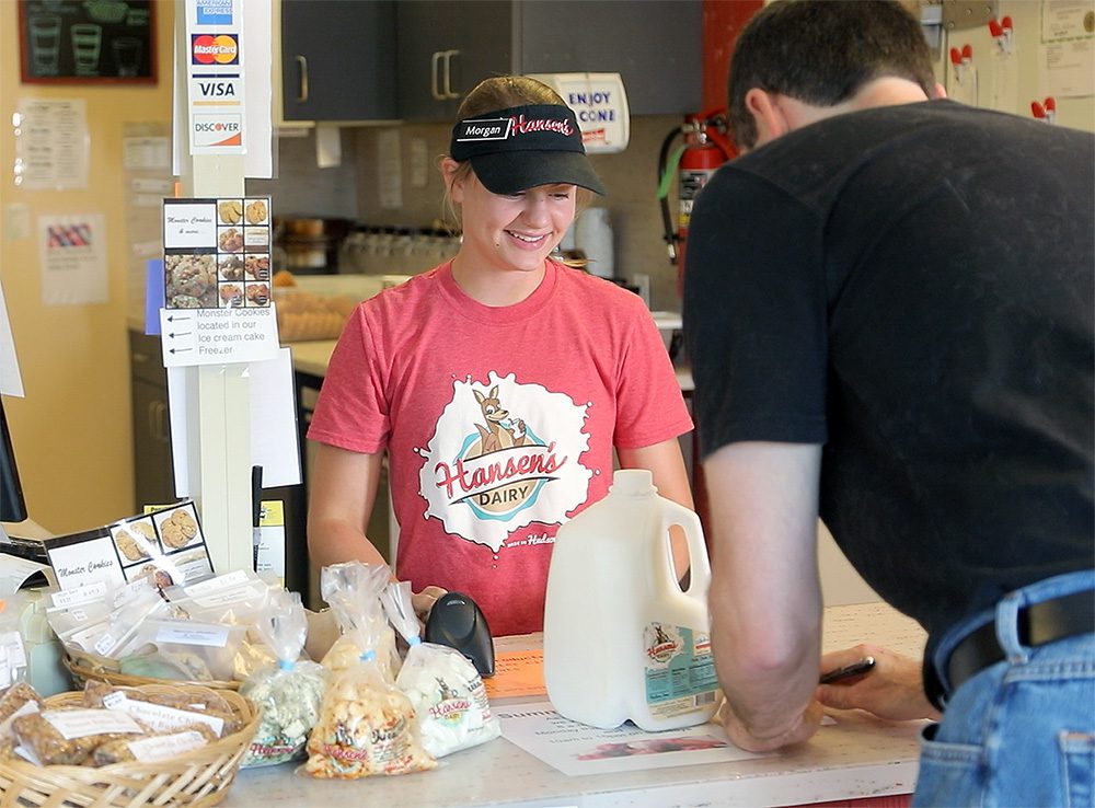 Hansen's employee checks out customer